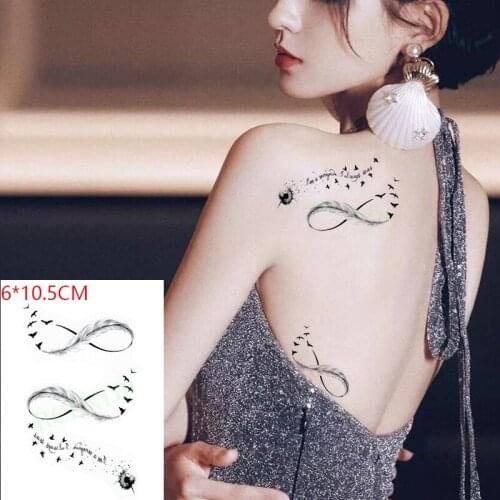 Waterproof Temporary Tattoo Sticker Feather wild goose arabic alphabet cool ins Body Art Flash Tattoo Fake Tattoo for Women Men