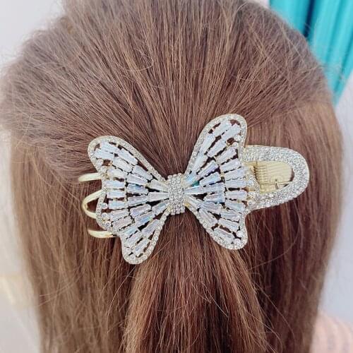 Butterfly Hair Claws Crystal Zircon Flower Bow Luxury Jewelry Hair Clip Claw Clamp Hairpin Women Girl Headdress Hair Accessories