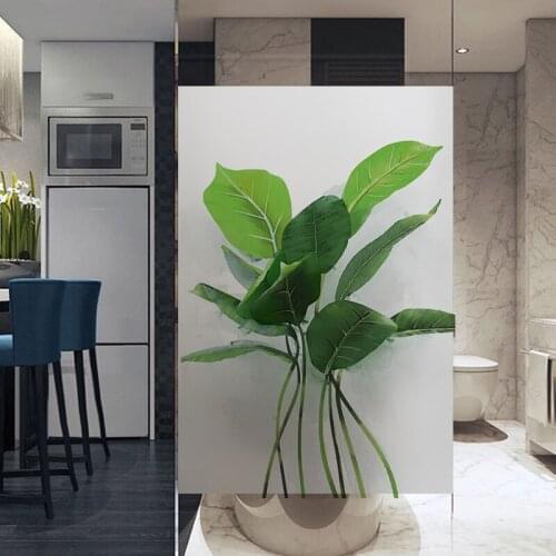 Green Plants Nordic Style Window Glass Privacy Film Frosted Glass Sticker Window Film Static Cling Privacy Protection Stickers