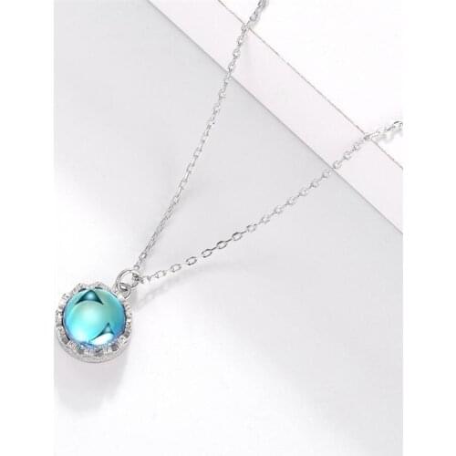 Sole Memory Blue Crystal Crown Shiny 925 Sterling Silver Clavicle Chain Female Necklace SNE628