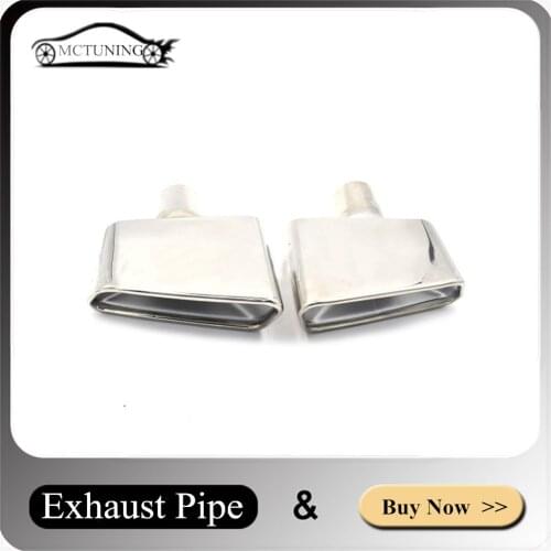 1 Pair Silver Stainless Steel Car Accessories End Tip For Me-rceders B-enz W221 S500 S600 Square Muffler Tailpipe Exhaust Pipe