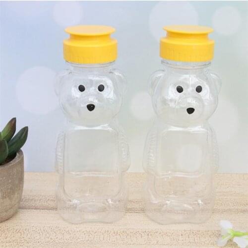 12pcs 240ml Plastic Squeeze Condiment Bottles Bear Shape Honey Sauce Mustard Jam Dispenser