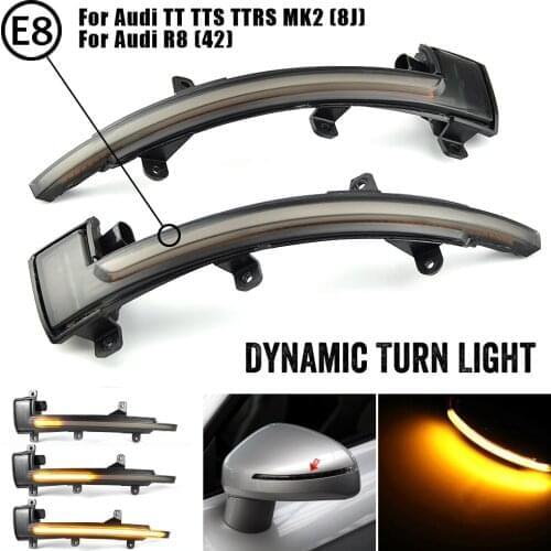 2pcs/lot For Audi TT TTS MK2 8J TTRS R8 2007 2008 2009 2010 2011 2012 2013 2014 LED Dynamic Turn Signal Light Side Mirror Lamp