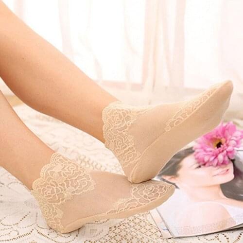 3 Pairs / Set Girl Socks Spring And Summer Cotton Socks Invisible Breathable Women Slipper Sock Sexy Lace Socks