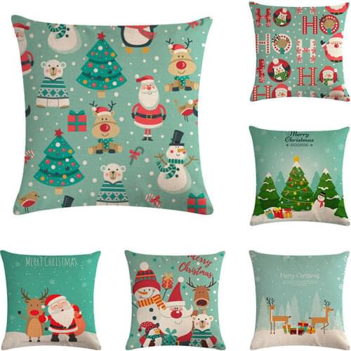 45*45cm Cartoon snow Christmas giftprint Cushion Cover Linen Throw Pillow Car Home Decoration Decorative PillowcaseT438