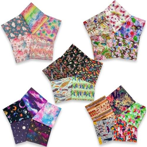 5pcs 30x35cm set mall piece Low price Rainbow sky Feather Fabric 100% Cotton Fabric Patchwork Diy Sewing Handmade Material