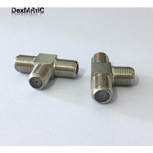 5pcs F Female Switch 2xF Female RF Coax Adapter T type Splitter for CATV British System
