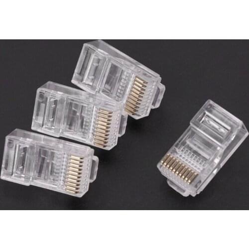 50 Pcs/Pack Stranded 10P10C Network Cable Connector RJ48 Crystal Plug Modular QXNF