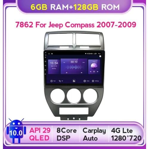 6G+128G QLED Android 10 Octa-Core head unit Car radio Video Player For Jeep Compass 1 MK 2006 2007 2008 2009 2010 GPS Navigation