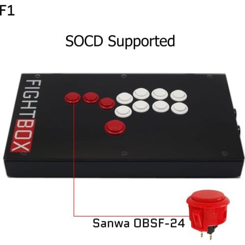 FightBox F1 All Buttons Hitbox Style Arcade Joystick Fight Stick Game Controller For PS4/PS3/PC Sanwa OBSF-24 30 Black
