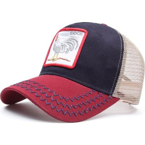 Chicken Embroidery Cotton Casquette Baseball Cap Mesh Breathable Adjustable Snapback Hats for Men and Women 180
