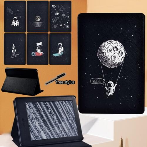 Astronaut Pattern Tablet Case For Kindle Paperwhite 1 2 3 4(10th Gen)/10th Gen 2019/8th Gen 2016 Flip PU Leather Stand Cover