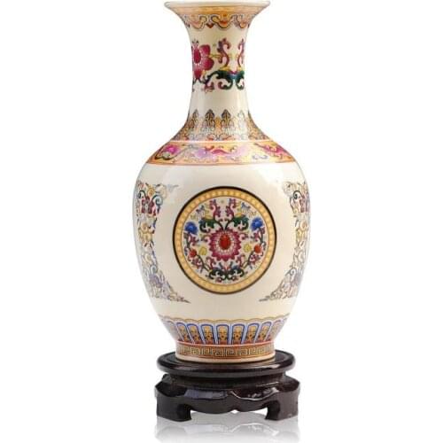 Jingdezhen Classical Enamel Vase Ivory Color Porcelain Modern Vintage Flower Vase Ceramic Flower Christmas Decoration