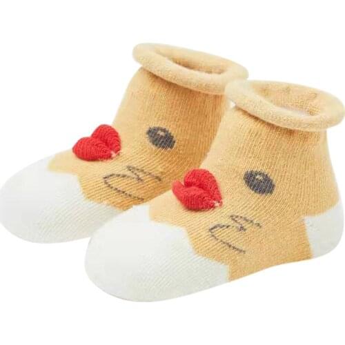 Infant Toddler Baby Boys Girls Cartoon Duck Animals Non Slip Socks Knitted Warm Kids Socks Baby Girl Clothes Chaussures Fille