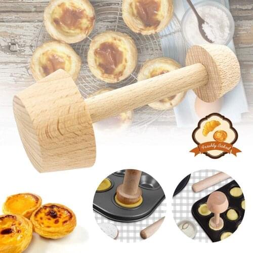 Double Ended Pastry Pusher Portable Wooden Tamper DIY Baking Tool Egg Mold Kitchen Supplies for Making Egg Tart Dropshipping