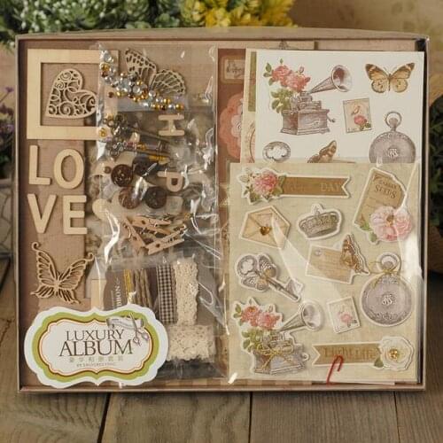 DIY Albums Scrapbooking Paper Pad Kit Crafts Handmade Corver Photograph Luxury Lover Photo 3D Albums Paper Pad Accessories Set