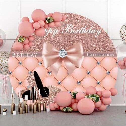 Laeacco Pink Birthday Headboard Diamond High Heels Wedding Custom Backdrop Photographic Photo Background For Photo Studio