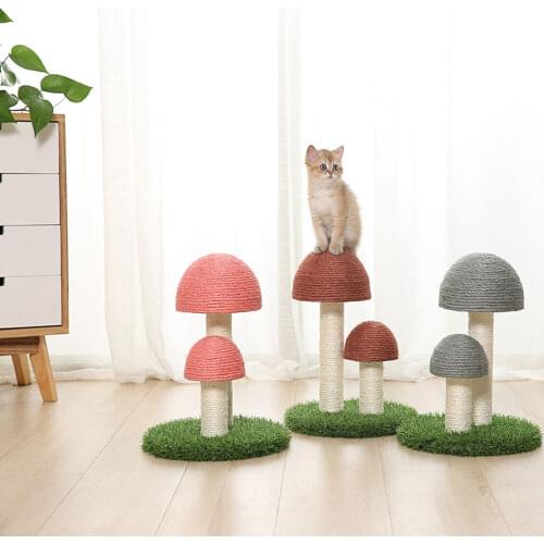 Kitten Cute Mushrooms Scratch Board Furniture Protect Pet Health Sisal Brown Scratcher Mat Claws concern Cat Scratcher Toy Post