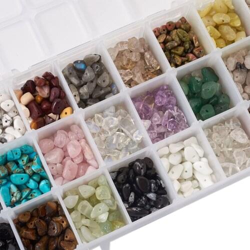 1 Box Mixed Gemstone Beads Chips Kit Natural & Synthetic Irregular Stone Beads for Jewelry Making DIY Bracelet Necklace Earrings
