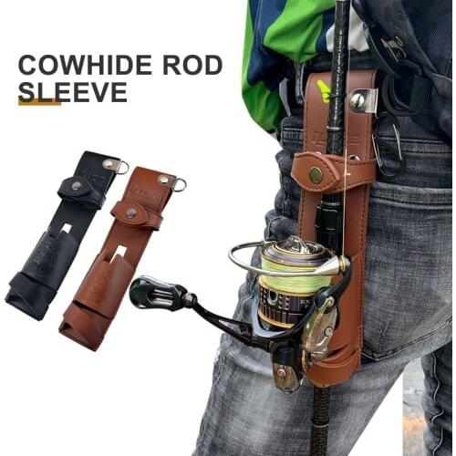 Leather Fishing Rod Holder Waist Belt Cover Fishing Lure Bag Rod Holder Waist Pack Leg Bag Fish Tackle Tool Accessories XA262G