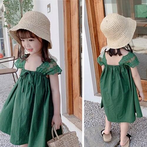 HOT Summer Baby Girl Dress Kids Sleeveless Lace Solid Color Baby Dress Birthday Party Princess Dresses Girls Clothes99