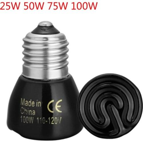 25W 50W 75W 100W Mini Infrared Ceramic Emitter Heat Light Lamp Bulb For Reptile Pet Brooder 110V/220V E27 Pet Heating Light Bulb