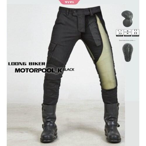 Motorcycle Jeans Mens Multi-pocket Riding Drop-resistant Jeans Abrasion Resistance Protective With pads