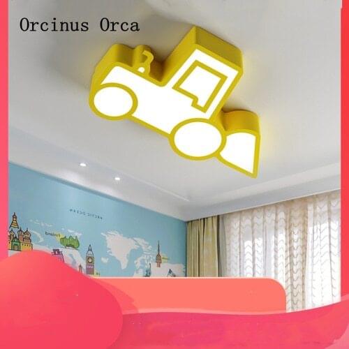 Cartoon creative bulldozer led ceiling light boy bedroom kindergarten childrens room light color excavator ceiling light