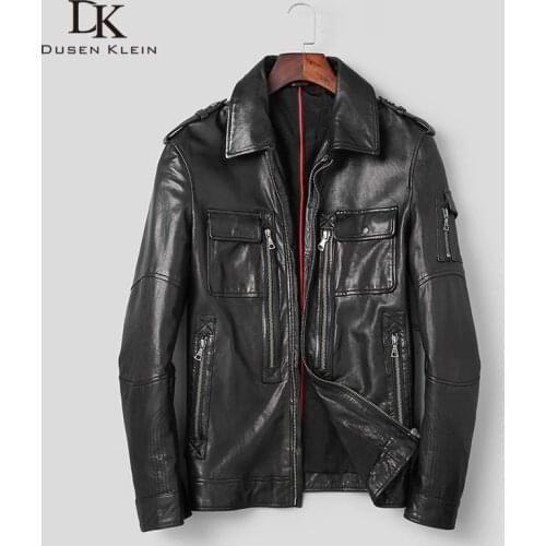 Men Genuine Leather Jacket Real Sheepskin Jackets Casual Short Black Pockets 2019 Autumn New Jacket for Man Washed Leather s9020