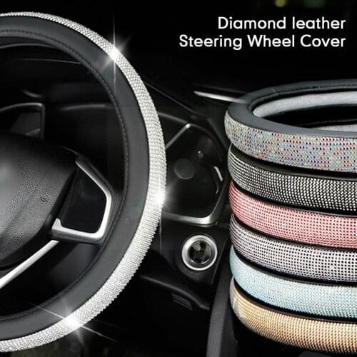 Car Steering Wheel Covers Car styling Auto Accessories Steering Set full Diamond Crystal For girl wheel Bling Rhinestone co H0L1
