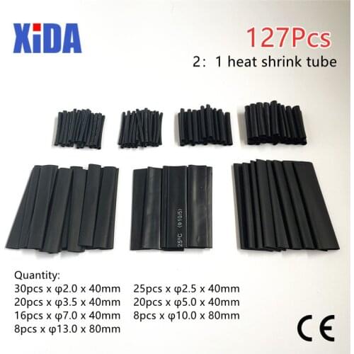 127 Pcs Heat Shrink Sleeving Tube Tube Assortment Kit Electrical Connection Electrical Wire Wrap Cable Waterproof Shrinkage 2:1