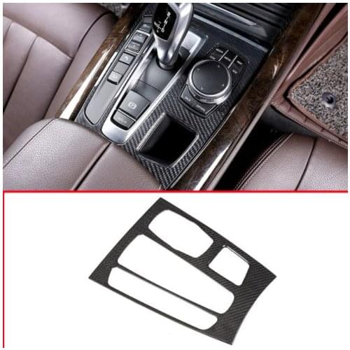 Real Carbon Fiber Interior Center Gear Shift Panel Cover Frame Trim For BMW X5 X6 F15 F16 2015-2018 For Left Hand Drive