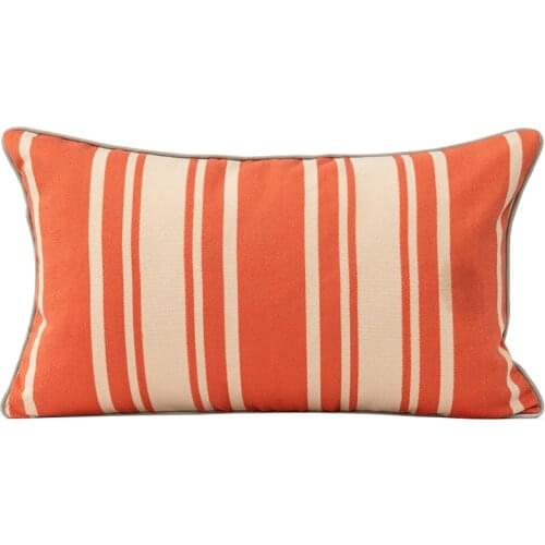 DUNXDECO Cushion Cover Decorative Waist Pillow Case Modern Simple Orange Stripe Geometric Jacquard Sofa Chair Bedding Coussin
