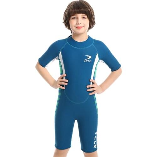 2.5MM Neoprene Childrens Short One-Piece Diving Suit Boys Zipper Short-Sleeved Warm Sunscreen Swimming Diving Surfing Suit