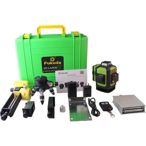 Fukuda Newest 4D laser level 16 lines 532 NM Green laser level Automatic Self Leveling 360 Vertical&Horizontal Tilt & Outdoor