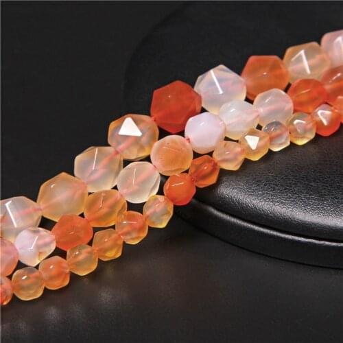 Wholesale Faceted Red Agates Round Beads Natural Stone Loose Beads For Jewelry Making DIY Bracelet Necklace 6/8/10mm 15'' Strand