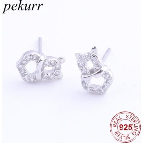 Pekurr 925 Sterling Silver Hollow Zircon Cute Bee Stud Earring For Women Insect Fashion Jewelry Kid Girls Accesories Gift