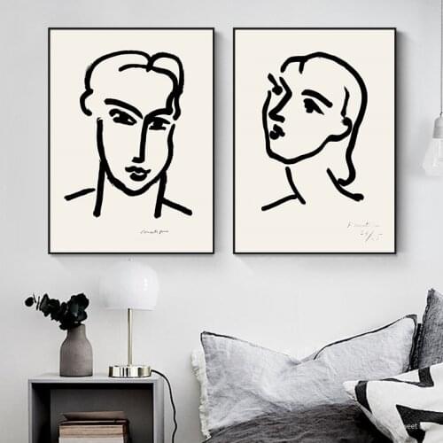 Henri Matisse Posters And Prints Abstract Portrait Minimalist Black White Wall Art Canvas Painting For Modern Living Room Decor