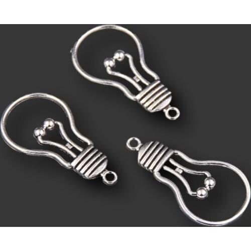 10pcs Silver Plated Hollow Flat Light Bulb Pendants Hip Hop Earrings Bracelet Metal Accessories DIY Charms Jewelry Crafts Making