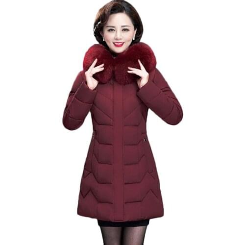 Winter Parker Women Jacket New Thick Hooded Down Cotton Jacket Plus Size 5XL 6XL Middle-aged Older Female Cotton Padded Coats