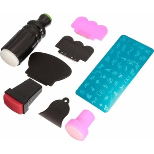 Rubber stamp Kit Stamping Nail DIY Nail Art Image Raclette Nail Scraper Tool kit