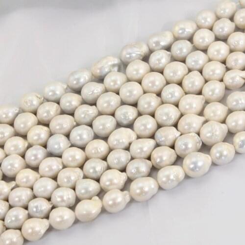 Luxury White Cultured Freshwater Pearl Beads 1 Strand 14-16MM Keshi Baroque Pearl Beads Strands for Women Necklace LPS0005