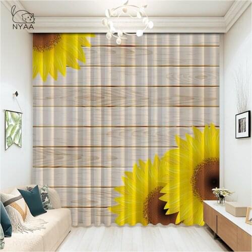 Pastoral Orange Sunflower Curtains Blackout Kids Children Boys Nursery Window Treatment