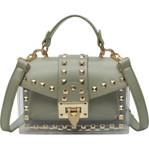 2019 new lady messenger bag Fashion rivet womens Shoulder Bags new style handbag Wild casual jelly transparent bag sac a main