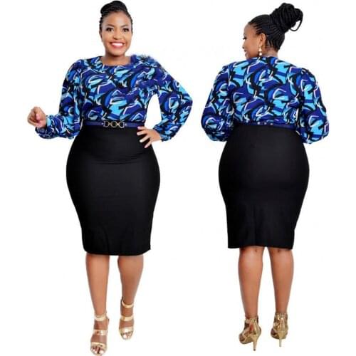 Ladies Long Sleeved Dress Printed High-waisted Round Collar Casual Dress 2021 Spring/summer New Sexy Slim Professional Dress