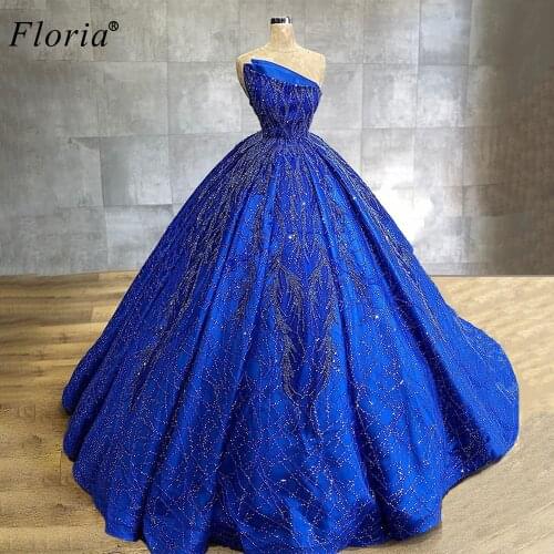 Gorgeous Royal Blue Celebrity Dresses A-Line Sexy Beads Red Carpet Dresses Evening Wear Women Party Gowns Abiti Da Cerimonia
