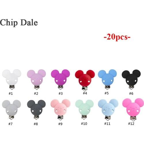 20pcs Silicone Mickey Clip Baby Pacifier Clips BPA Free Silicone Nipple Holder Cartoon Mouse Clip DIY Teething Toy Clip