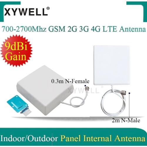700-2700Mhz GSM 2G 3G 4G LTE Antenna 9dBi Gain Indoor Panel Internal Antenna with 2m/0.3m cable For Mobile Signal Booster