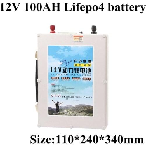 Rechargeable LiFepo4 12V 100Ah Lithium Ion Battery for EV Solar Street Light RV Caravan Marine Golf Cart+5A Charger +Bag