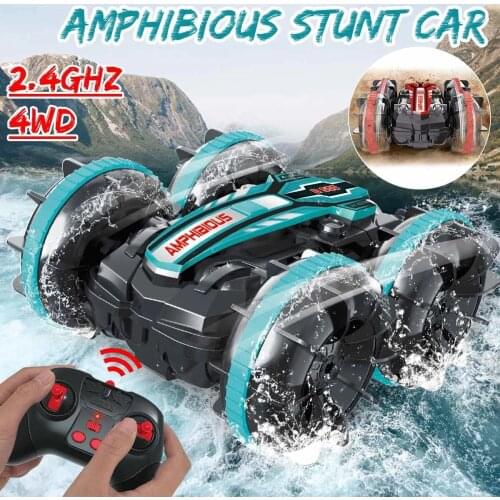 2.4 GHz 4WD RC Car Amphibious Waterproof Remote Control Car Spins RC Car Remote Control Off Road Car Toy for Kid